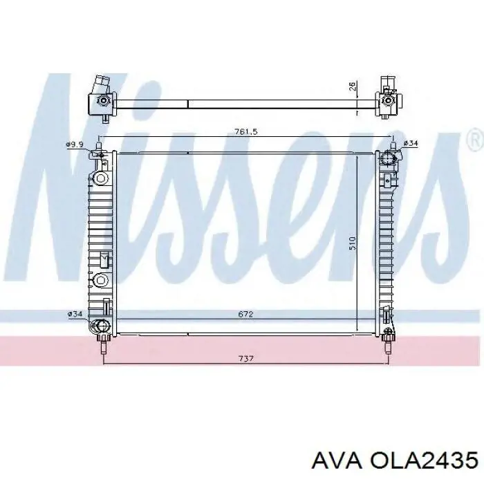 OLA2435 AVA radiador de esfriamento de motor