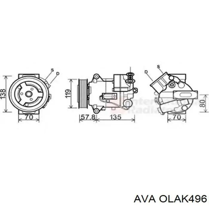 Компрессор системы кондиционирования AVA OLAK496 цена, от 248.03 USD