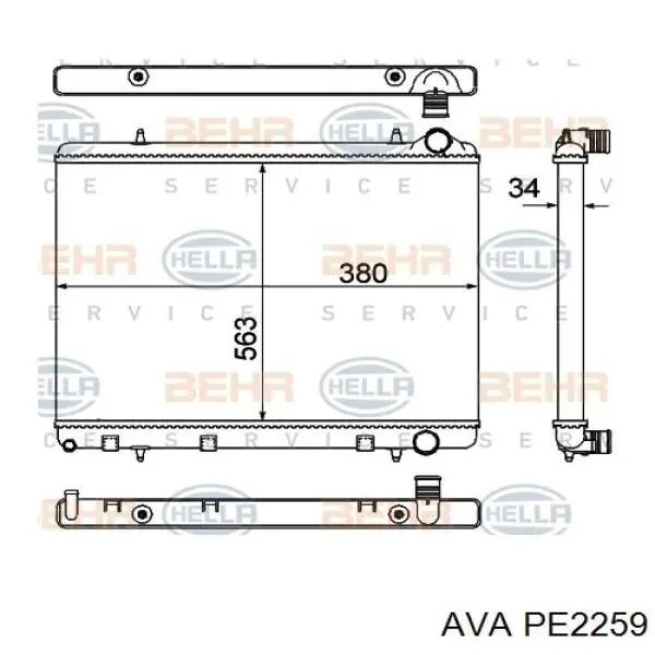 Радиатор охлаждения двигателя AVA PE2259 цена, от 64.96 USD