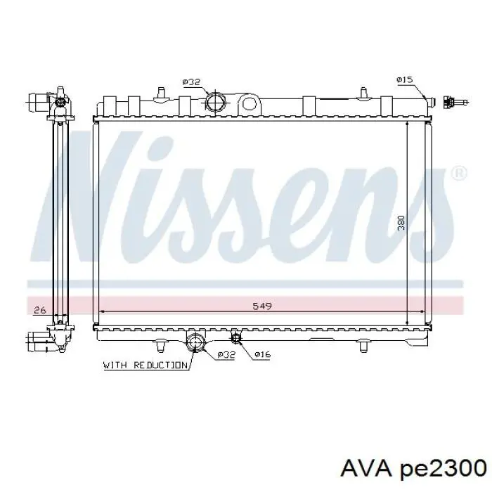 Радиатор охлаждения двигателя AVA PE2300