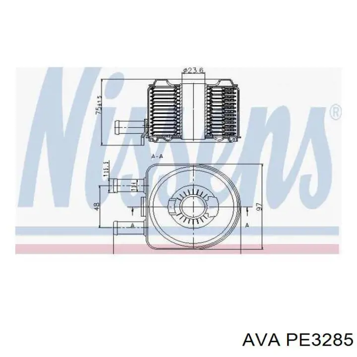 Radiador de aceite, bajo de filtro PE3285 AVA