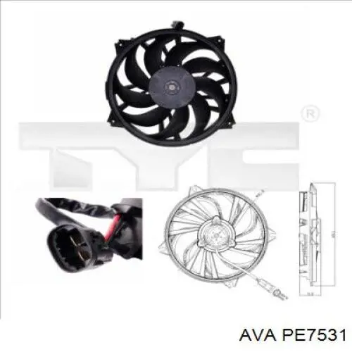 PE7531 AVA электровентилятор охлаждения в сборе (мотор+крыльчатка)