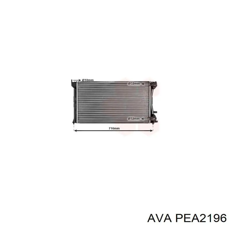 Радиатор охлаждения двигателя AVA PEA2196 цена, от 91.19 USD