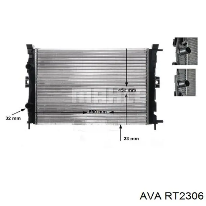 Радиатор охлаждения двигателя AVA RT2306 цена, от 79.47 USD