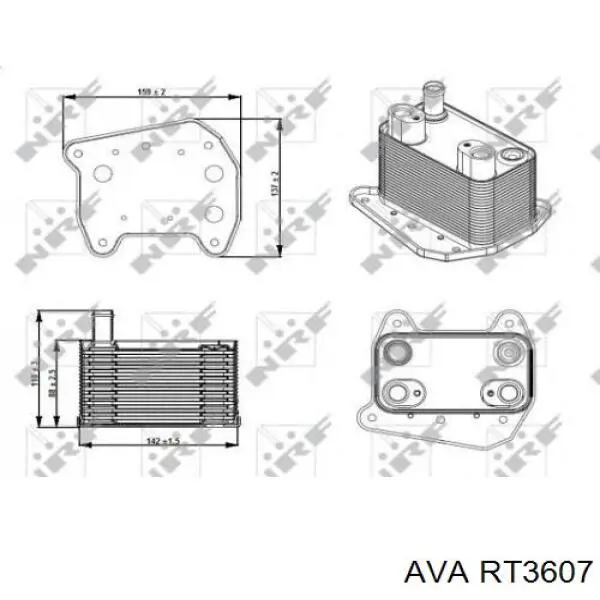 RT3607 AVA Радиатор масляный (холодильник) под фильтром