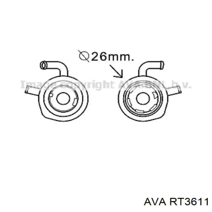 Радиатор масляный (холодильник), под фильтром RT3611 AVA