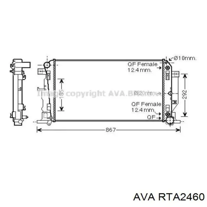 Радиатор охлаждения двигателя AVA RTA2460 цена, от 114.36 USD