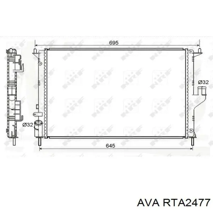 Радиатор охлаждения двигателя AVA RTA2477 цена, от 51.30 USD