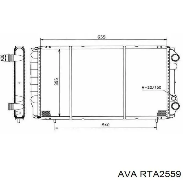 Радиатор охлаждения двигателя дополнительный RTA2559 AVA
