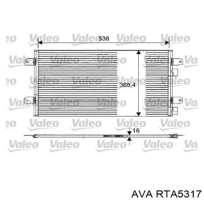 Купить RTA5317 AVA Радиатор системы охлаждения кондиционера