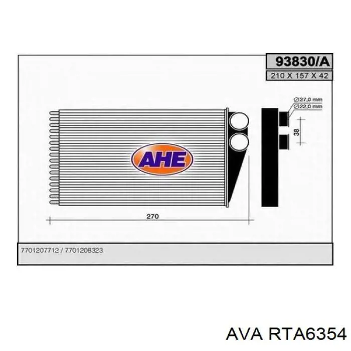 Радиатор печки RTA6354 AVA