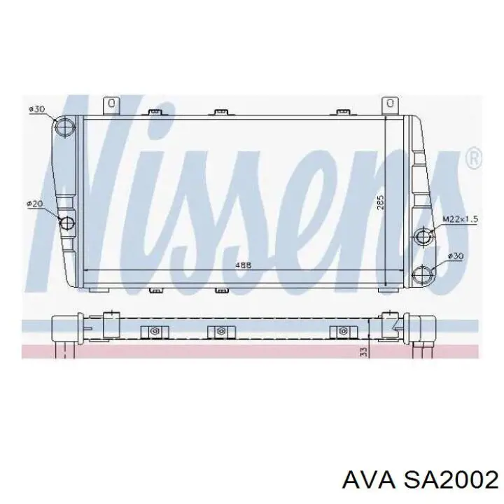 Радиатор охлаждения двигателя AVA SA2002 цена, от 35.47 USD