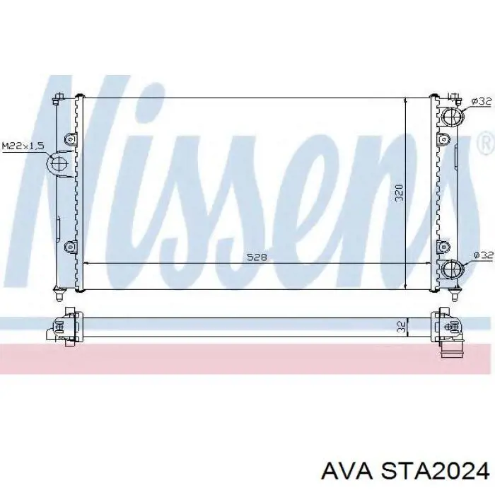 Радиатор охлаждения двигателя AVA STA2024 цена, от 42.83 USD