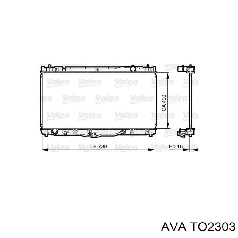Радиатор охлаждения двигателя AVA TO2303 цена, от 93.67 USD