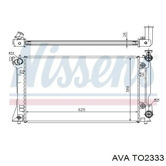 Радиатор охлаждения двигателя AVA TO2333 цена, от 111.49 USD