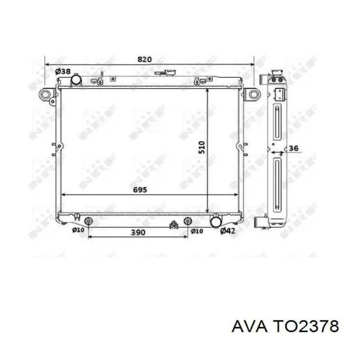 Радиатор охлаждения двигателя AVA TO2378 цена, от 174.39 USD