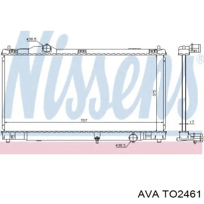 Радиатор охлаждения двигателя AVA TO2461 цена, от 83.96 USD