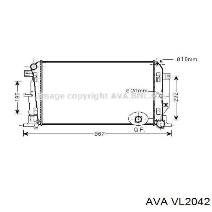 Радиатор охлаждения двигателя AVA VL2042 цена, от 374.60 USD