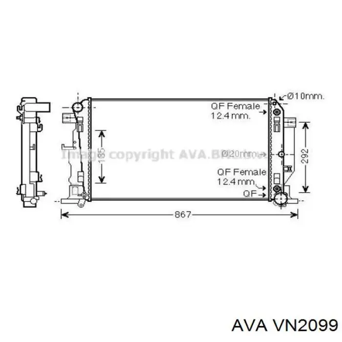 Радиатор охлаждения двигателя AVA VN2099 цена, от 33.78 USD