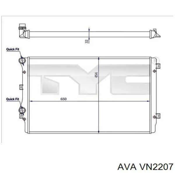 Радиатор охлаждения двигателя AVA VN2207 цена, от 69.39 USD