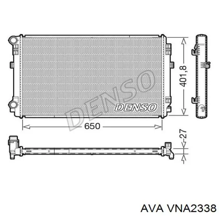 Радиатор охлаждения двигателя AVA VNA2338 цена, от 77.02 USD