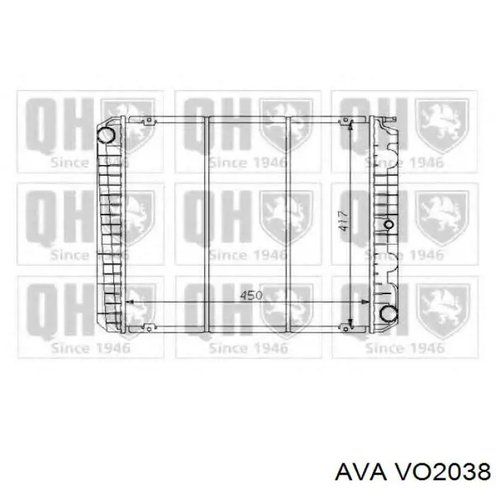 Радиатор охлаждения двигателя AVA VO2038 цена, от 109.65 USD