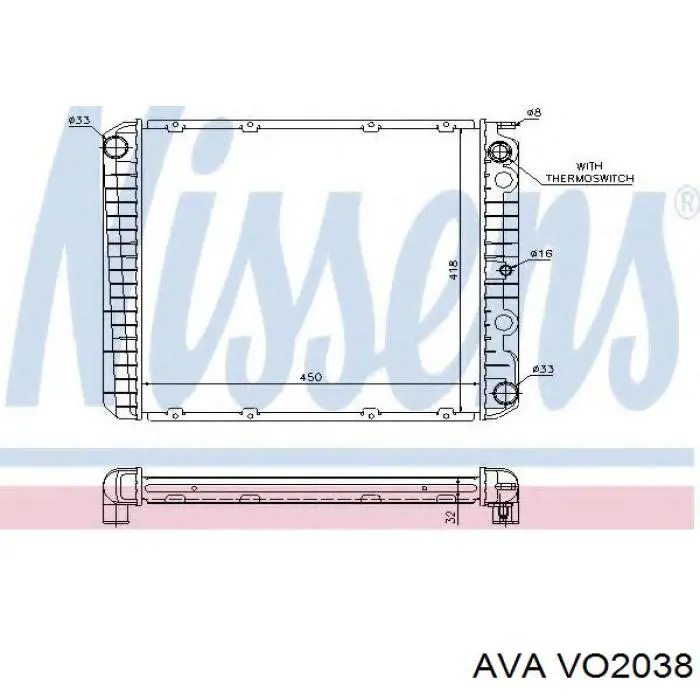 Купить VO2038 AVA Радиатор водяной