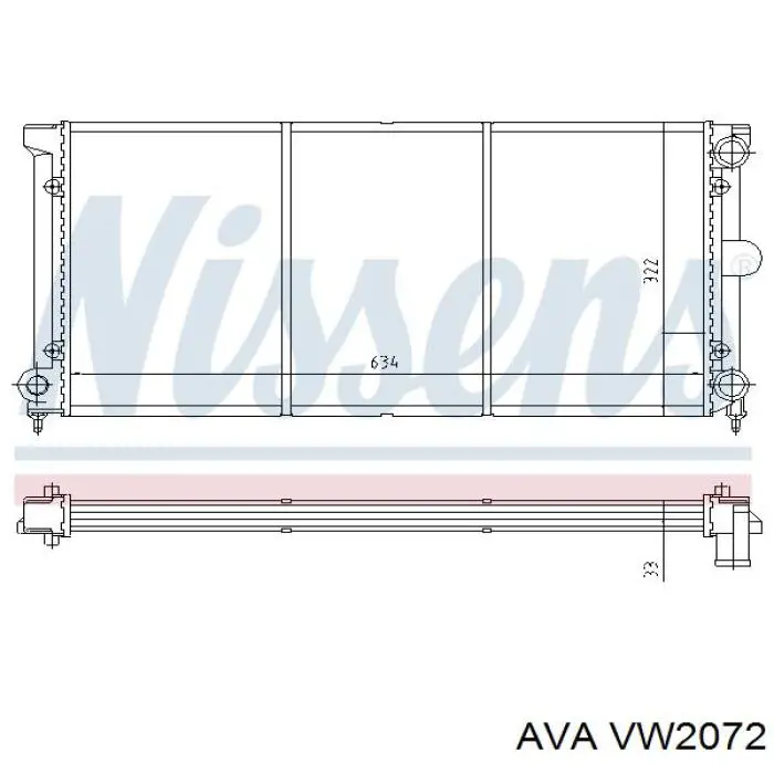 Купить VW2072 AVA Радиатор водяной