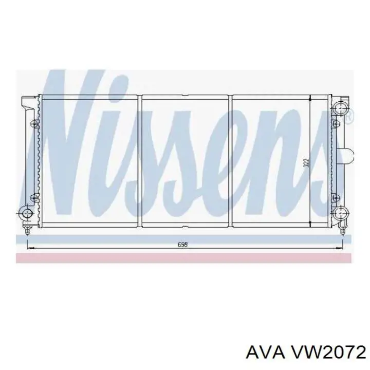 Радиатор охлаждения двигателя AVA VW2072 цена, от 45.32 USD