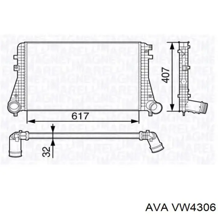 VW4306 AVA Охладитель наддувочного воздуха