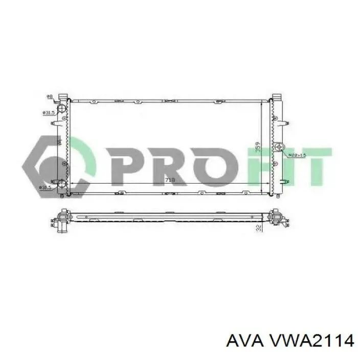 Радиатор VWA2114 AVA