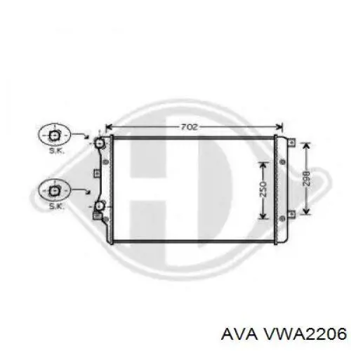 Радиатор охлаждения двигателя AVA VWA2206 цена, от 47.86 USD