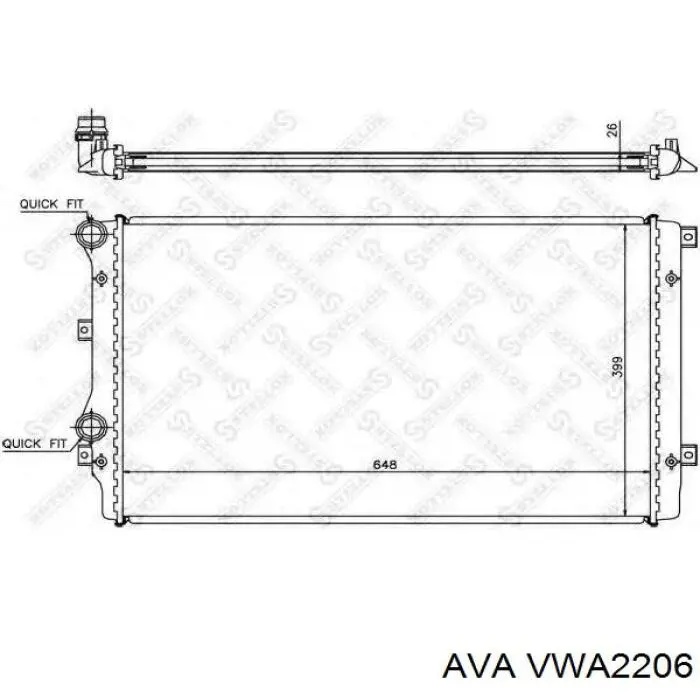 Радиатор охлаждения двигателя AVA VWA2206 цена, от 47.86 USD