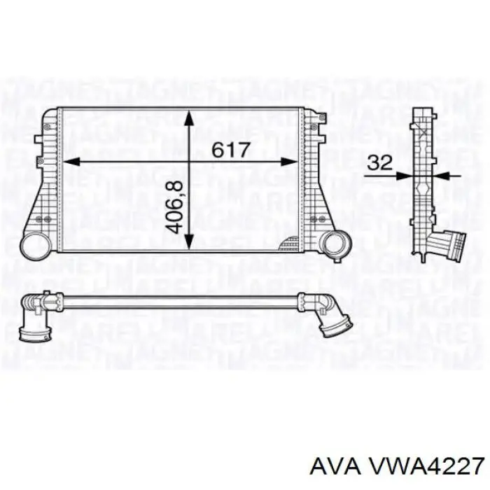 Радиатор интеркуллера AVA VWA4227