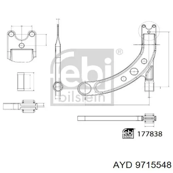 Рычаг передней подвески нижний левый 301181348400 Magneti Marelli