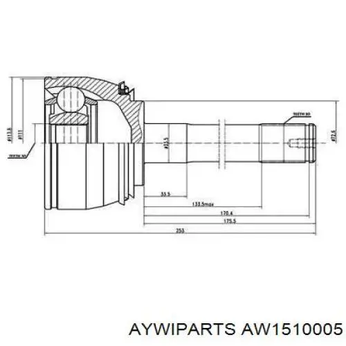 ШРУС наружный передний AW1510005 Aywiparts