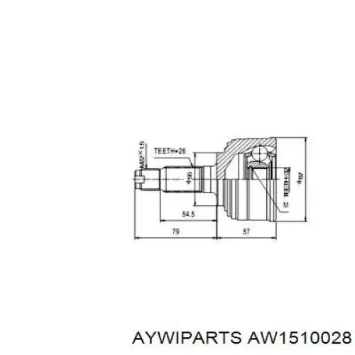 AW1510028 Aywiparts junta homocinética externa dianteira