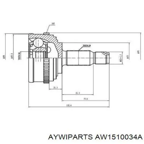 ШРУС наружный передний AW1510034A Aywiparts