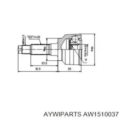 ШРУС наружный передний AW1510037 Aywiparts