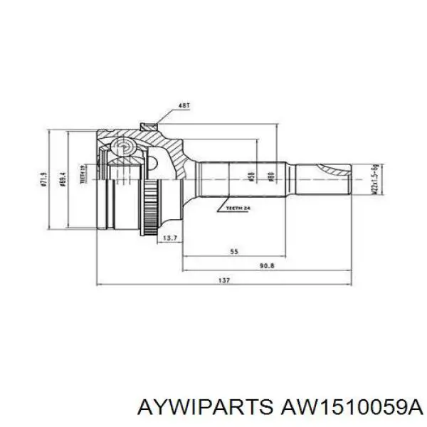 ШРУС наружный передний AW1510059A Aywiparts