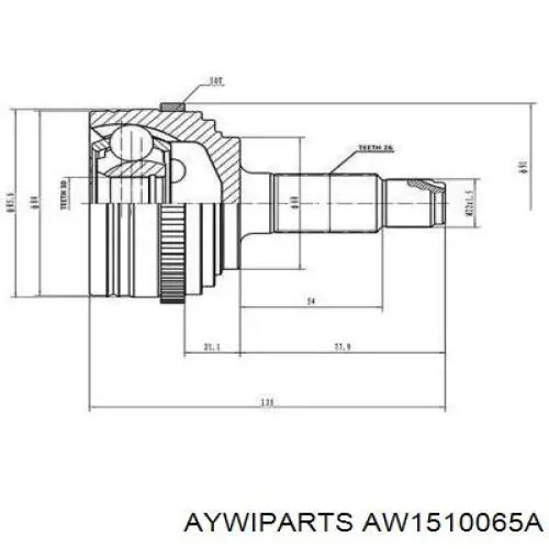 ШРУС наружный передний AW1510065A Aywiparts