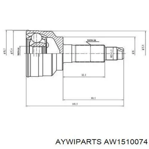 ШРУС наружный передний AW1510074 Aywiparts