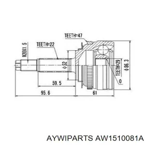 ШРУС наружный передний AW1510081A Aywiparts