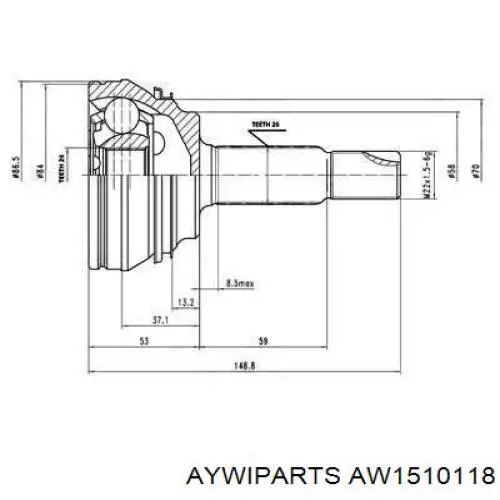 AW1510118 Aywiparts junta homocinética externa dianteira