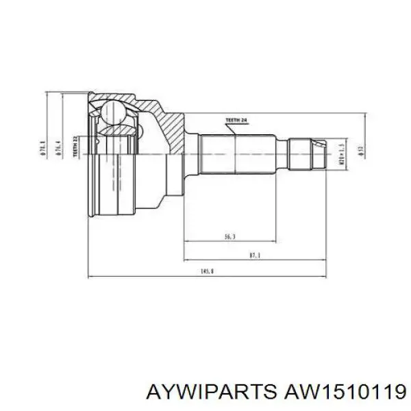 ШРУС наружный передний AW1510119 Aywiparts