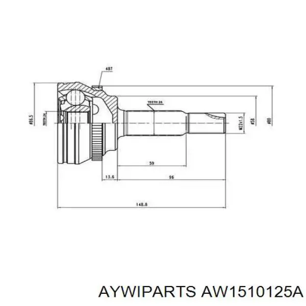 AW1510125A Aywiparts junta homocinética externa dianteira