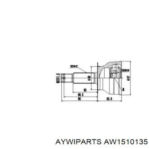 ШРУС наружный передний AW1510135 Aywiparts