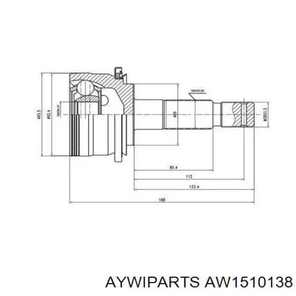 ШРУС наружный передний AW1510138 Aywiparts