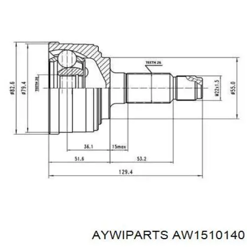 ШРУС наружный передний AW1510140 Aywiparts