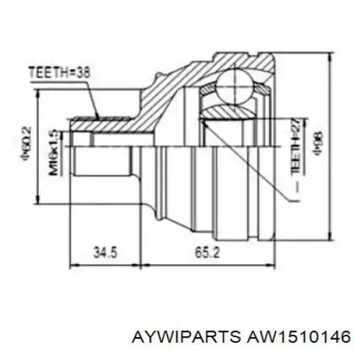 ШРУС наружный передний AW1510146 Aywiparts